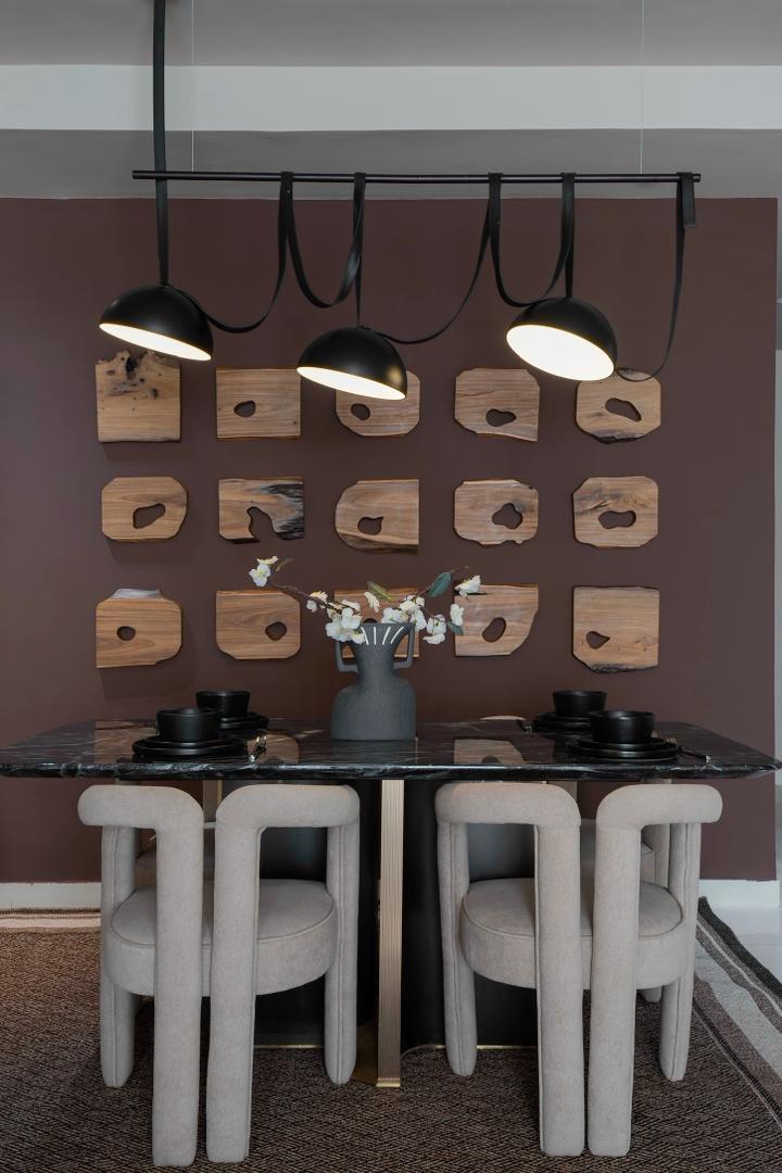 Bluewaters dining area with decorative wall detail
