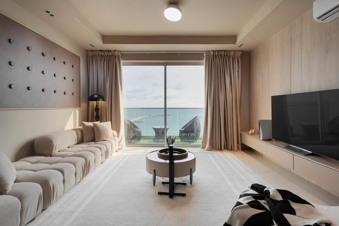 Bluewaters ocean view living room with balcony view