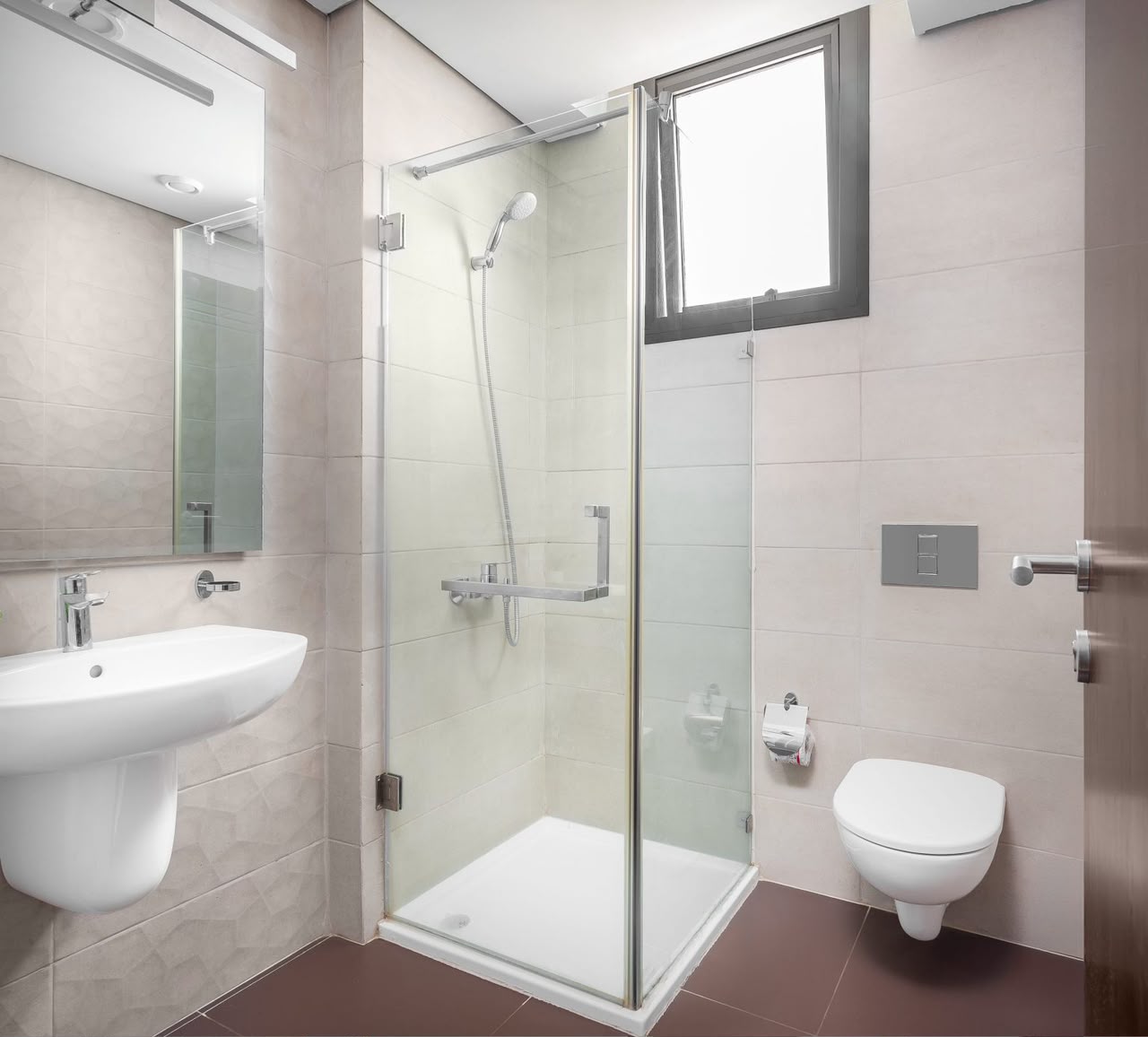 Eko Pearl bathroom with glass shower