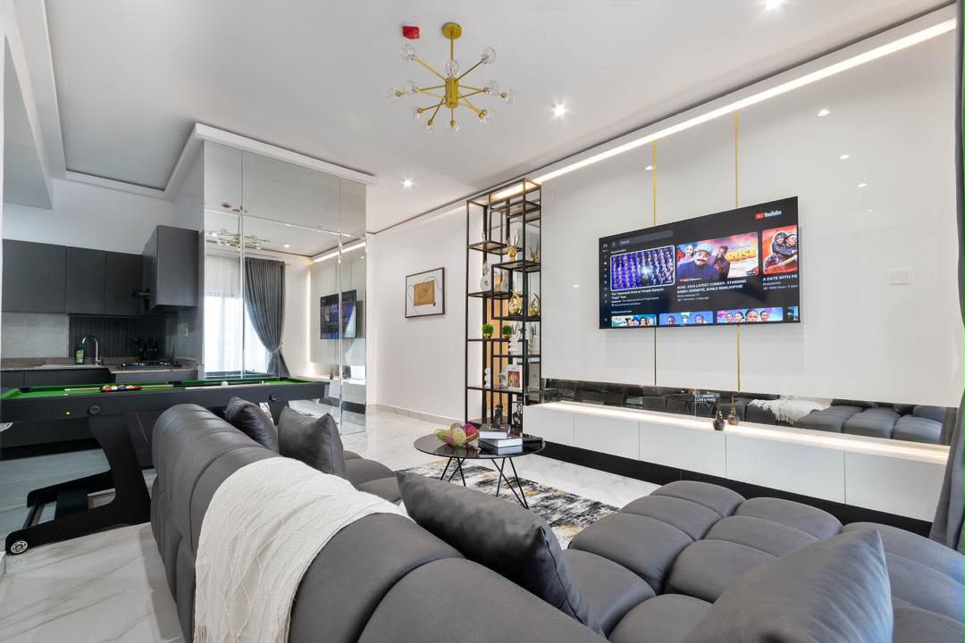 Lekki Phase 1 2-bedroom apartment lounge with snooker and entertainment area