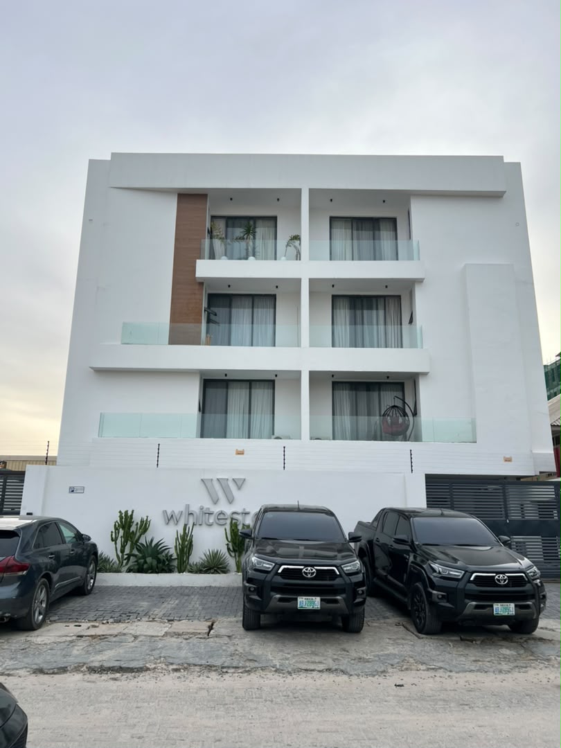 Stylish Lekki apartment building exterior with parking
