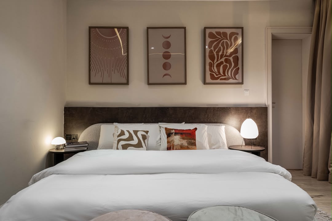 Stylish Lekki apartment master bedroom with soft neutral decor