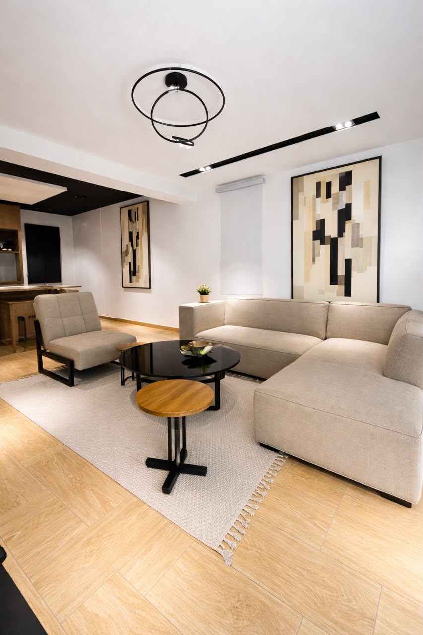 Yaba luxury one-bedroom apartment living room